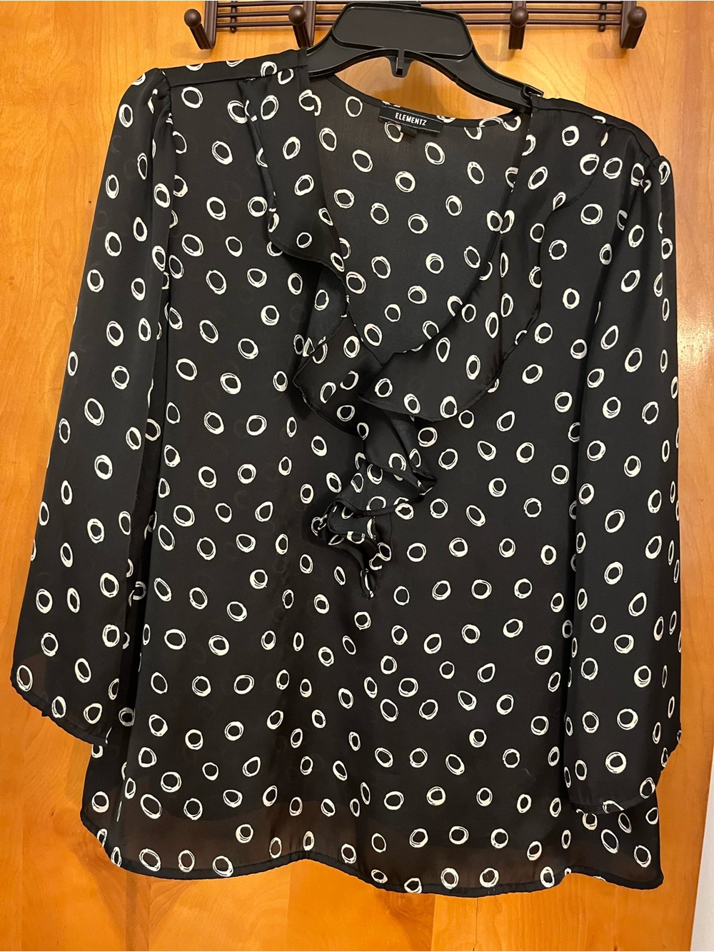 Elementz Black Top with White Circle Print